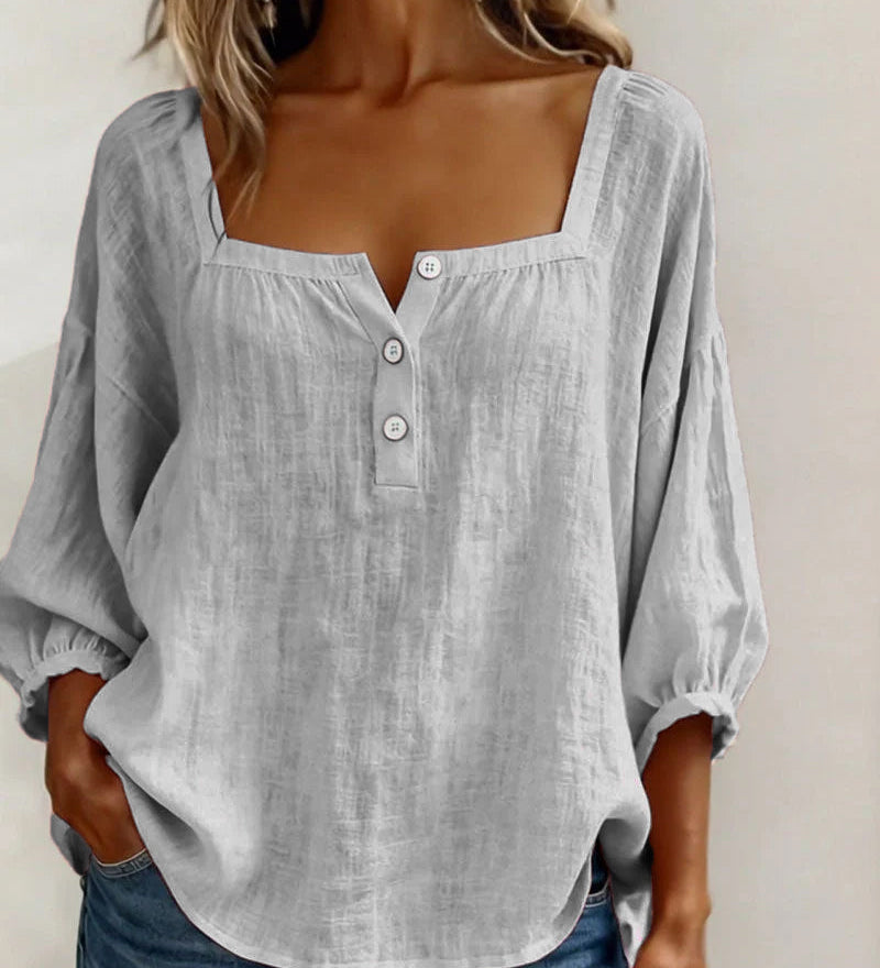 Bluse mit quadratischem Ausschnitt und 3/4-Ärmeln – Produktansicht 6