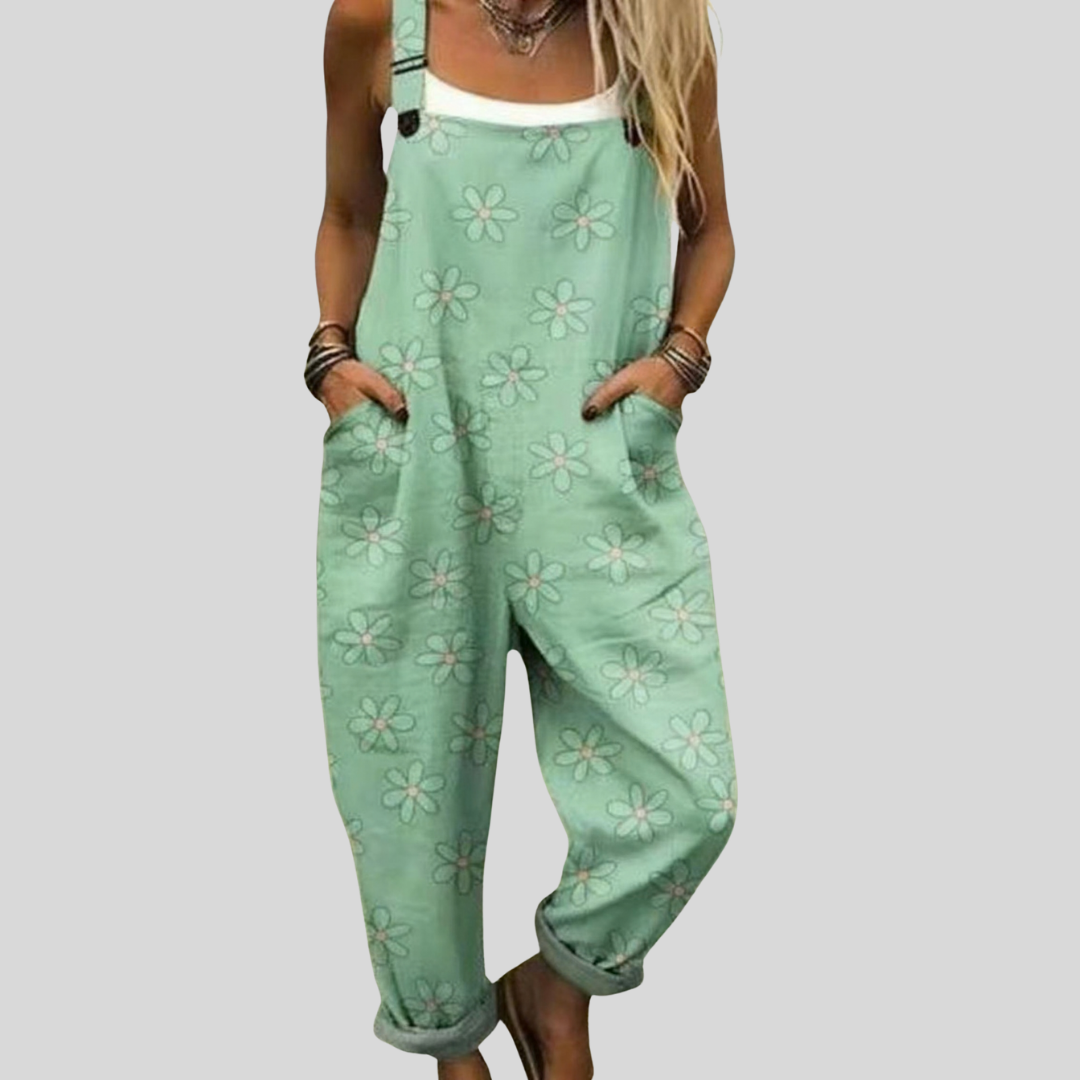 Florale Latzhose in Mintgrün – Produktansicht 1