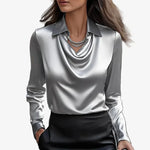 Drapierte Bluse mit Schalkragen – Produktansicht 4