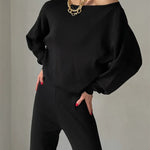 Elegantes Set aus Oberteil und Hose im schulterfreien Schnitt – Produktansicht 3