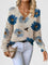 Moderner Pullover mit V-Ausschnitt und Blumenstrick – Produktansicht 2