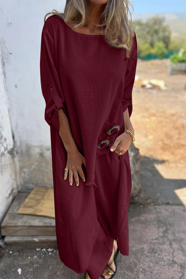 Elegantes zweiteiliges Ensemble mit Kleid mit Knopfleiste – Produktansicht 5