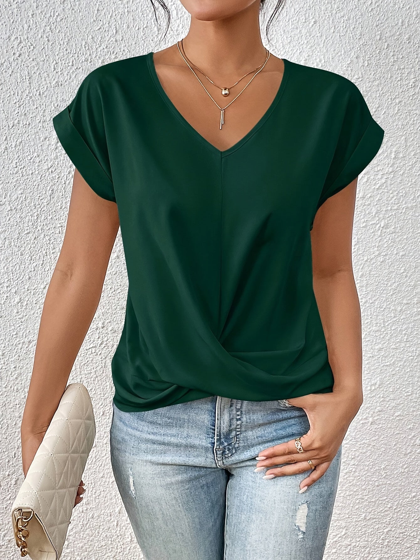 Elegantes T-Shirt mit V-Ausschnitt – Produktansicht 7