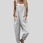 Graue Latzhose mit floralem Muster – Produktansicht 1