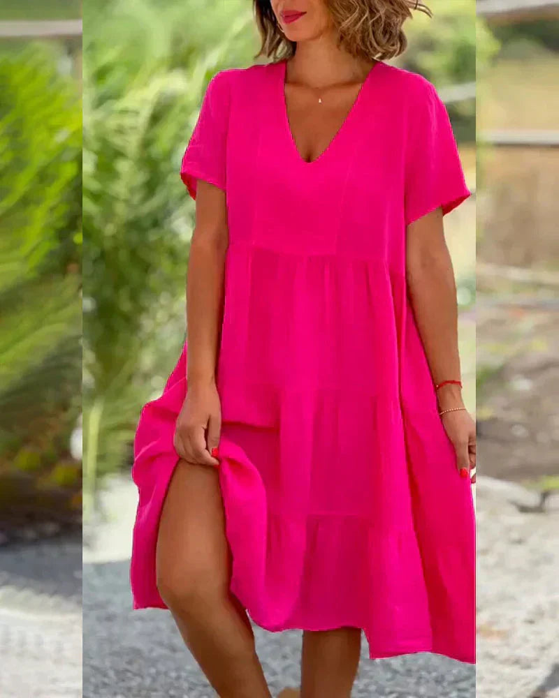 Bequemes Sommerkleid mit V-Ausschnitt – Produktansicht 1