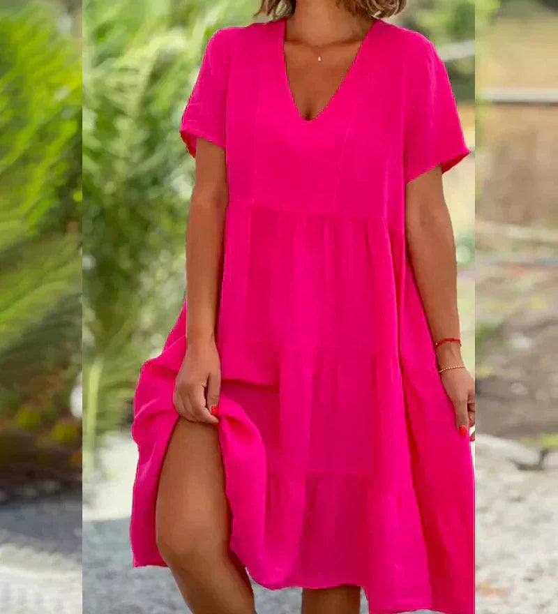 Bequemes Sommerkleid mit V-Ausschnitt – Produktansicht 1