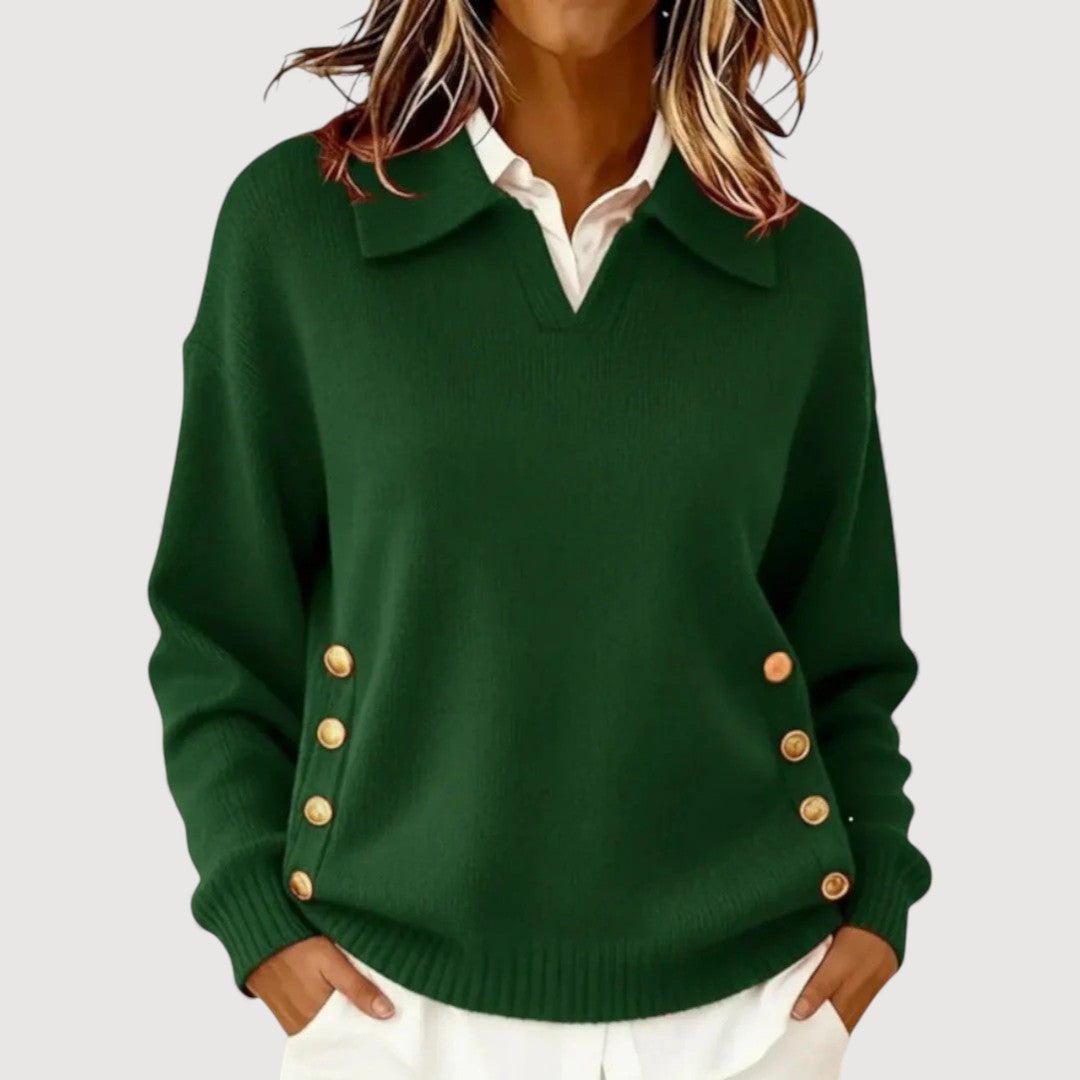 Eleganter Strickpullover mit Knopfdetail am Kragen – Produktansicht 4