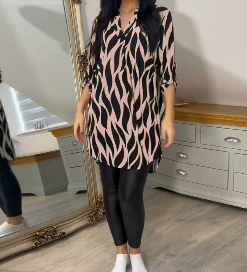 Schick bedruckte Bluse mit V-Ausschnitt – Produktansicht 6