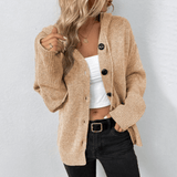 Lässige Kapuzen-Strickjacke mit Knopfleiste – Produktansicht 2