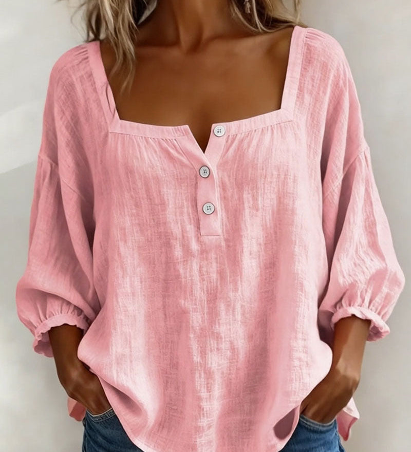 Bluse mit quadratischem Ausschnitt und 3/4-Ärmeln – Produktansicht 2