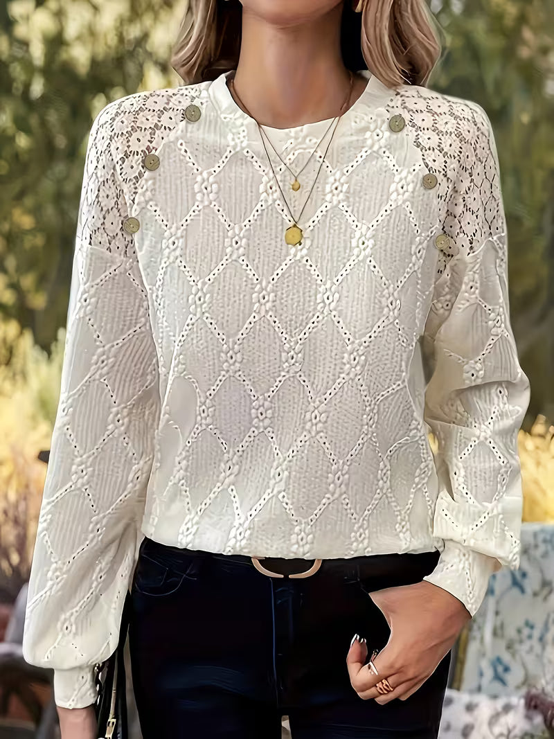 Bluse mit Rundhalsausschnitt und langen Ärmeln – Produktansicht 2