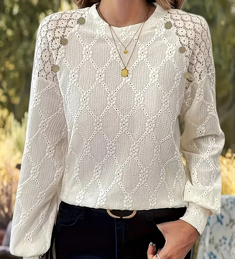 Bluse mit Rundhalsausschnitt und langen Ärmeln – Produktansicht 2