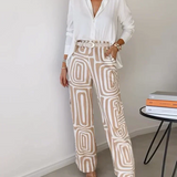 Elegantes Set aus Oberteil und Hose mit Bindegürtel – Produktansicht 1
