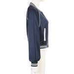 Kontrastierende Patchwork-Baseballjacke für Herbst und Winter – Produktansicht 5