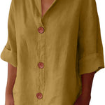 Bluse mit V-Ausschnitt und Holzknöpfen – Produktansicht 8