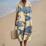 Bequemes Sommerkleid aus leichtem Stoff in Samtoptik – Produktansicht 1