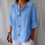 Bluse mit V-Ausschnitt und Holzknöpfen – Produktansicht 11