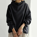 Schwarzes Sweatshirt mit elegantem Stehkragen – Produktansicht 3