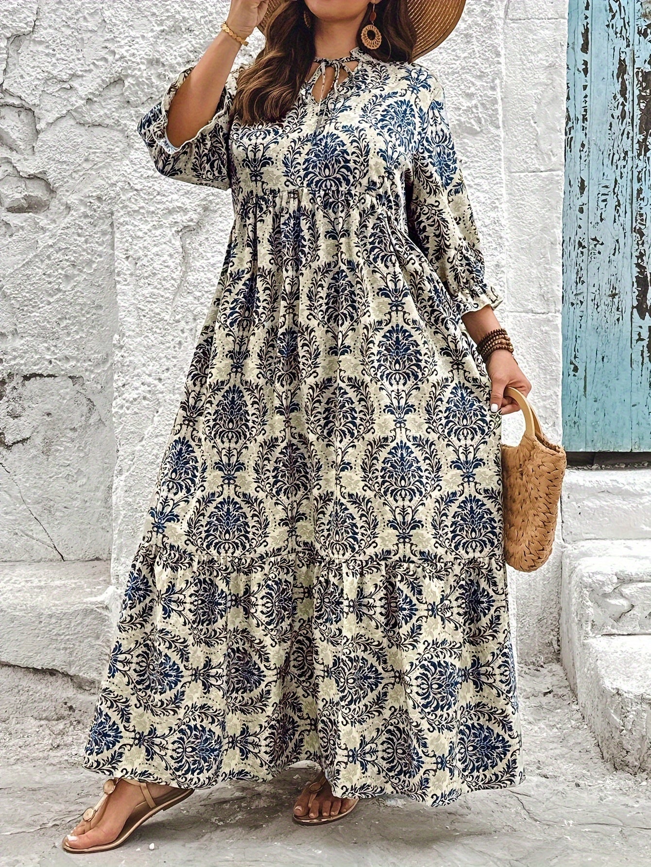 Bequemes Boho-Mosaik-Kleid – Produktansicht 1