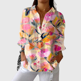Bunte Druckbluse mit floralem Dessin – Produktansicht 1