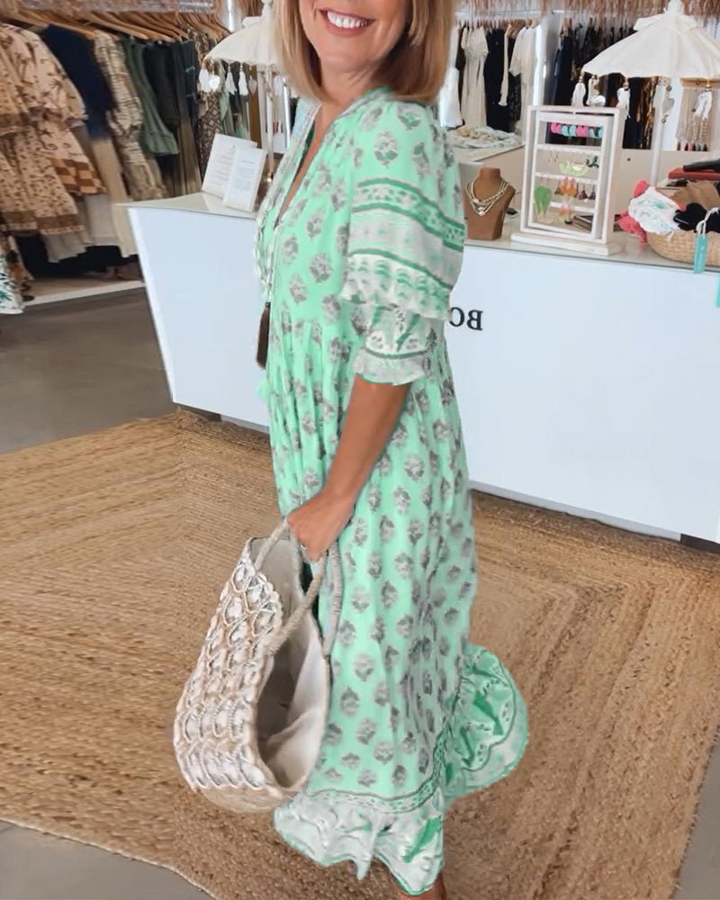 Midikleid mit floralen Mustern und V-Ausschnitt – Produktansicht 8