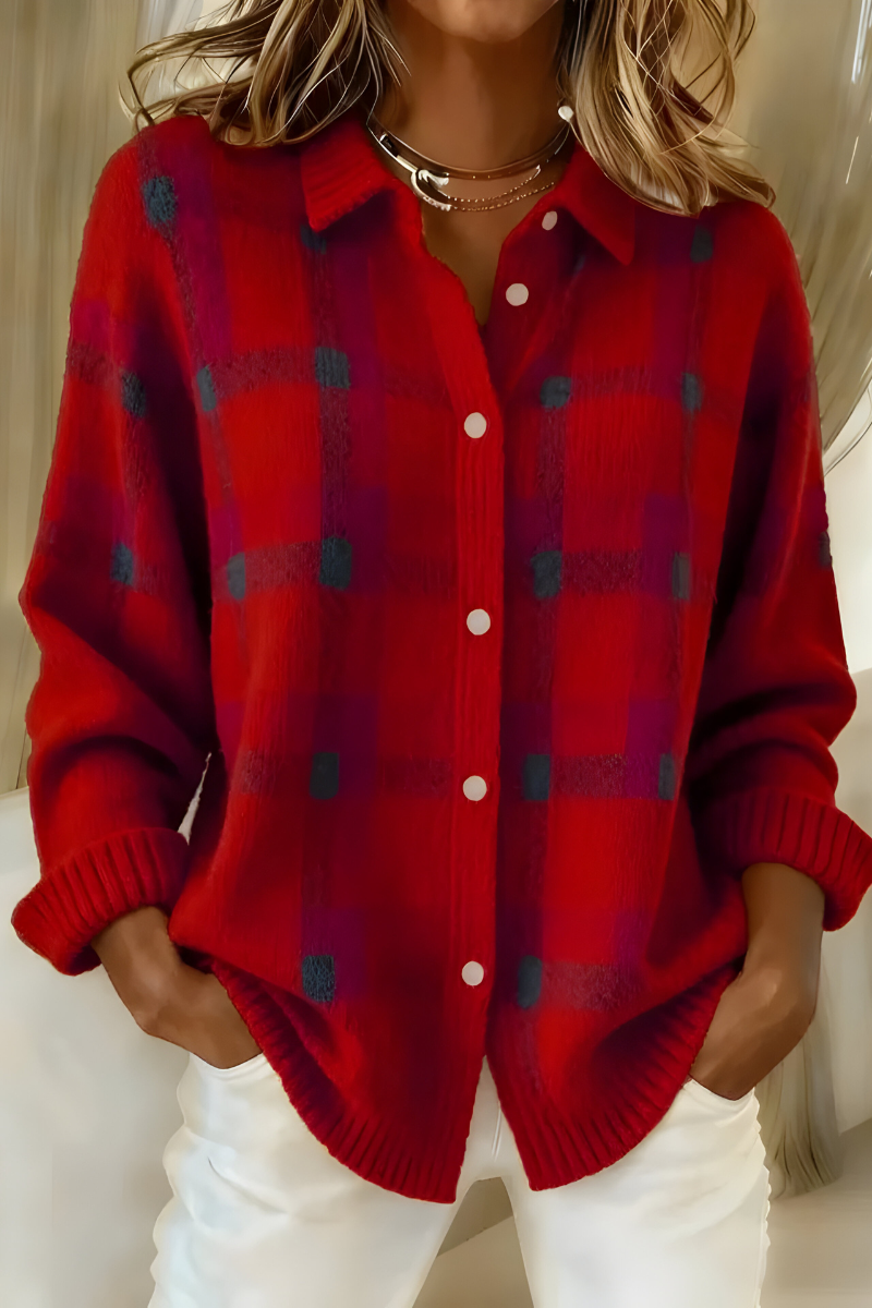Weicher Cardigan mit elegantem Karomuster – Produktansicht 3