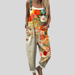 Bequeme Latzhose mit Blumenmuster in Orange – Produktansicht 1
