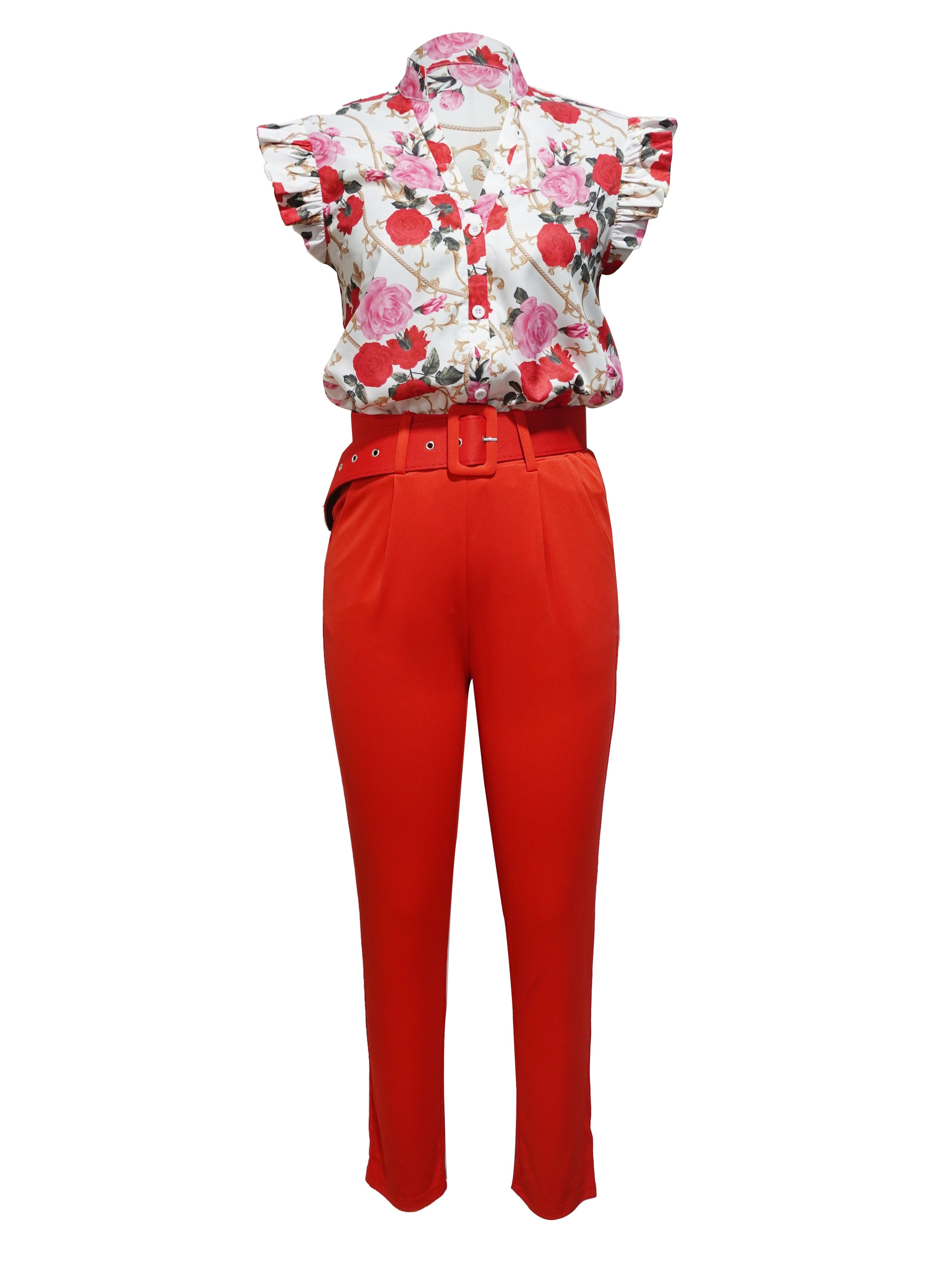 Elegantes Set aus Oberteil und Hose mit Volants – Produktansicht 6