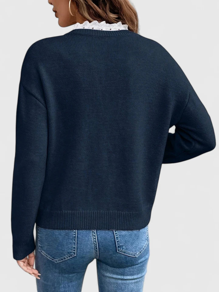 Lässiger Strickpullover mit V-Ausschnitt – Produktansicht 3