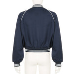 Kontrastierende Patchwork-Baseballjacke für Herbst und Winter – Produktansicht 4