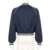Kontrastierende Patchwork-Baseballjacke für Herbst und Winter – Produktansicht 4