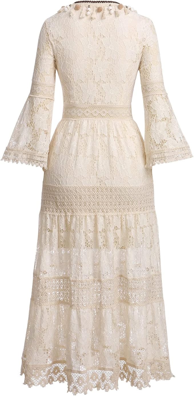 Bequemes Boho-Spitzenkleid mit Volants – Produktansicht 3
