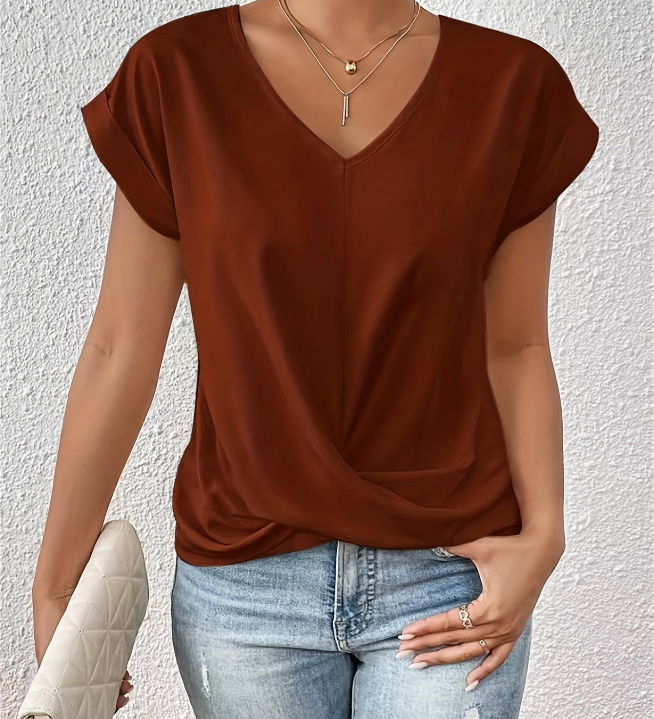 Elegantes T-Shirt mit V-Ausschnitt – Produktansicht 9