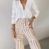Elegantes Set aus Oberteil und Hose mit Bindegürtel – Produktansicht 3