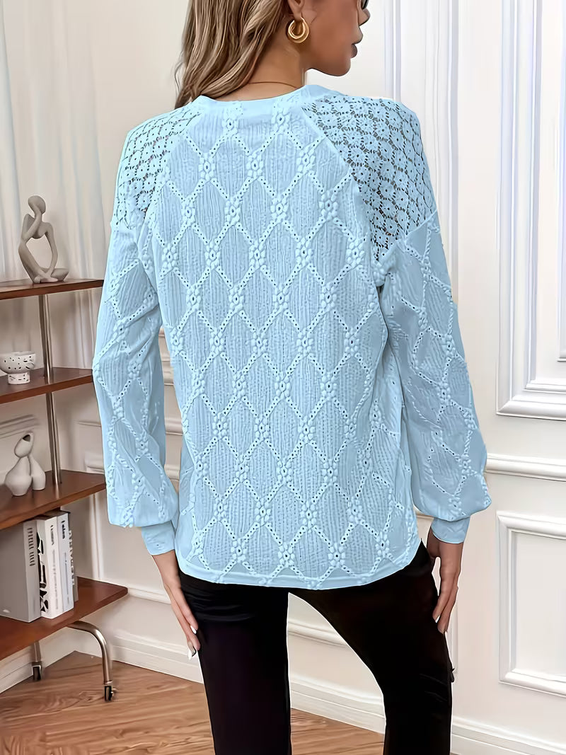 Bluse mit Rundhalsausschnitt und langen Ärmeln – Produktansicht 13