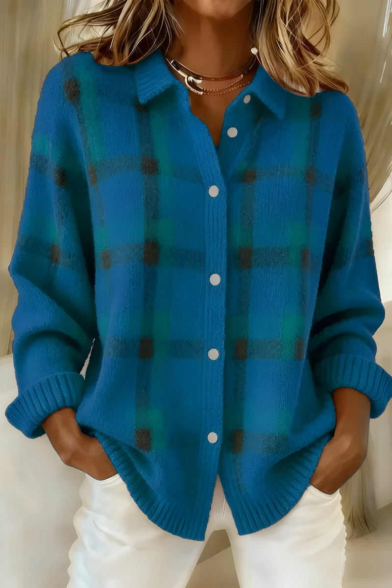 Weicher Cardigan mit elegantem Karomuster – Produktansicht 6