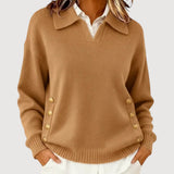 Eleganter Strickpullover mit Knopfdetail am Kragen – Produktansicht 1