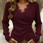 Stricktop mit V-Ausschnitt, Knotendetail – Produktansicht 4