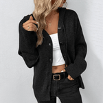 Lässige Kapuzen-Strickjacke mit Knopfleiste – Produktansicht 8