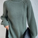 Rollkragenpullover mit Raglanärmeln und Saumschlitz – Produktansicht 6