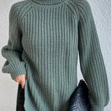 Rollkragenpullover mit Raglanärmeln und Saumschlitz – Produktansicht 6