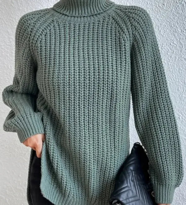 Rollkragenpullover mit Raglanärmeln und Saumschlitz – Produktansicht 6
