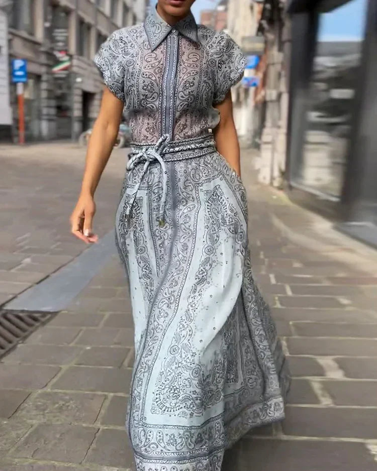 Elegantes Set aus Oberteil und Rock in Midi-Länge – Produktansicht 1