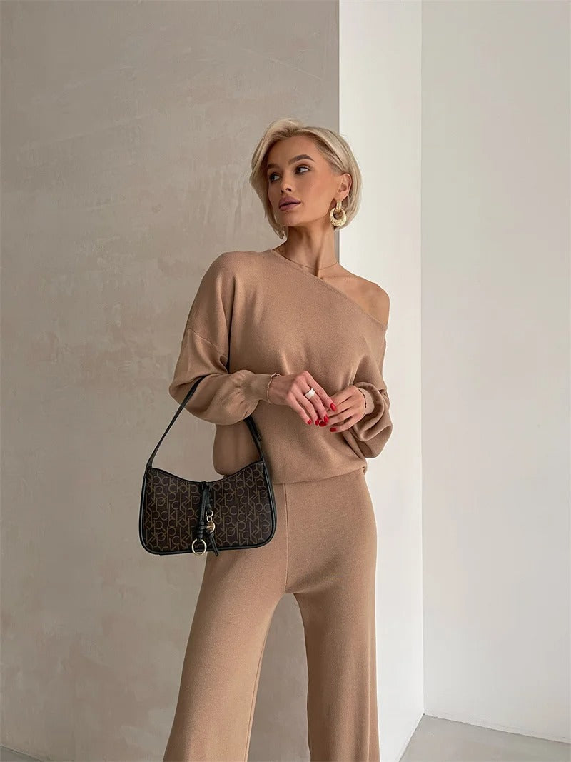 Elegantes Set aus Oberteil und Hose im schulterfreien Schnitt – Produktansicht 7