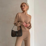 Elegantes Set aus Oberteil und Hose im schulterfreien Schnitt – Produktansicht 12