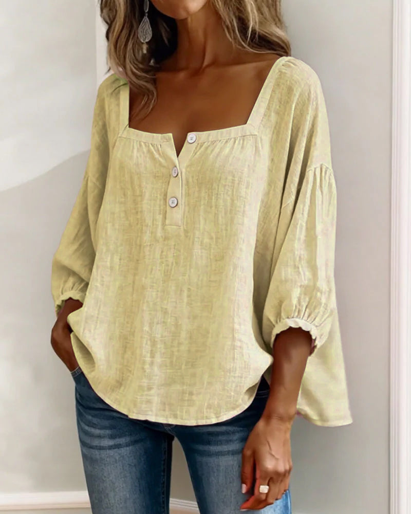Bluse mit quadratischem Ausschnitt und 3/4-Ärmeln – Produktansicht 19
