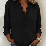 Bluse mit Volantkragen und V-Ausschnitt – Produktansicht 6
