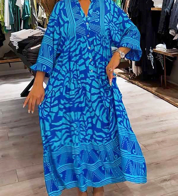 Bequemes Kleid mit lebendigem Print – Produktansicht 2
