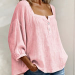 Bluse mit quadratischem Ausschnitt und 3/4-Ärmeln – Produktansicht 13