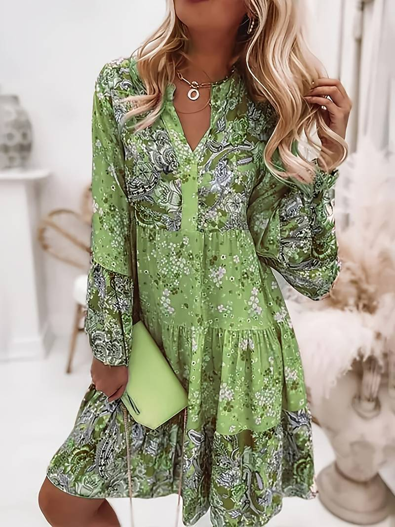 Bequemes Boho-Kleid mit buntem Druck – Produktansicht 3